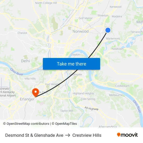 Desmond St & Glenshade Ave to Crestview Hills map