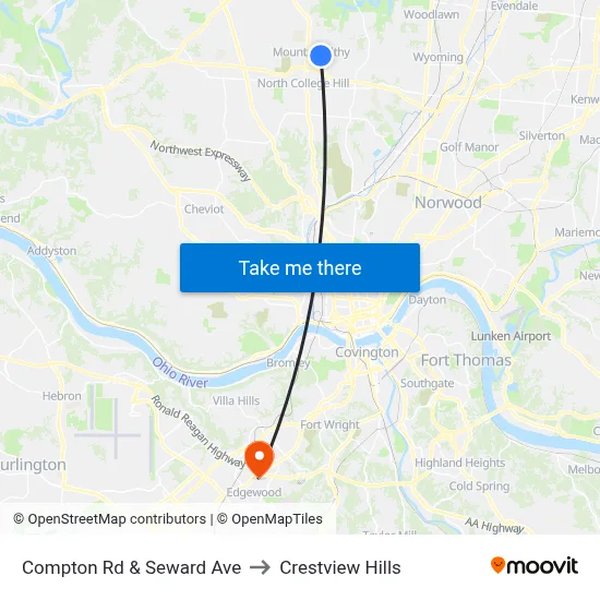 Compton Rd & Seward Ave to Crestview Hills map