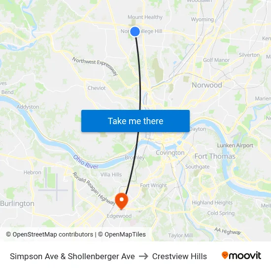 Simpson Ave & Shollenberger Ave to Crestview Hills map