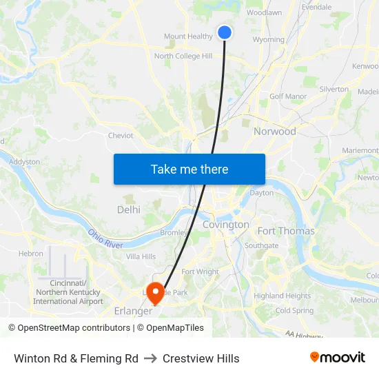 Winton Rd & Fleming Rd to Crestview Hills map