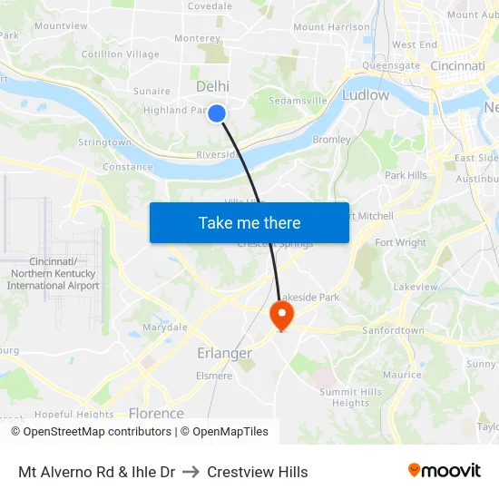 Mt Alverno Rd & Ihle Dr to Crestview Hills map