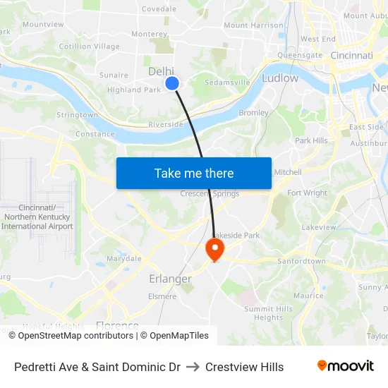 Pedretti Ave & Saint Dominic Dr to Crestview Hills map