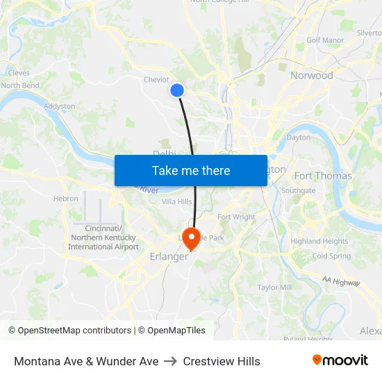 Montana Ave & Wunder Ave to Crestview Hills map