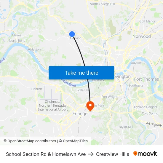 School Section Rd & Homelawn Ave to Crestview Hills map