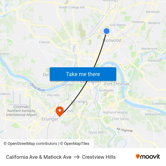 California Ave & Matlock Ave to Crestview Hills map