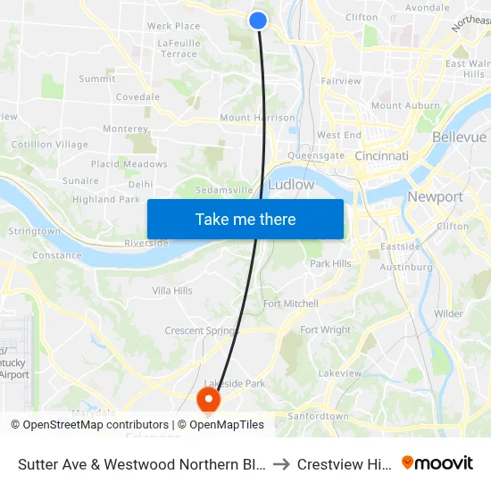 Sutter Ave & Westwood Northern Blvd to Crestview Hills map
