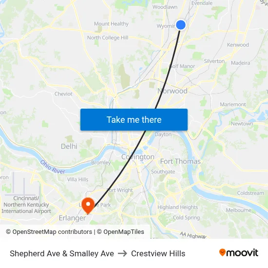 Shepherd Ave & Smalley Ave to Crestview Hills map
