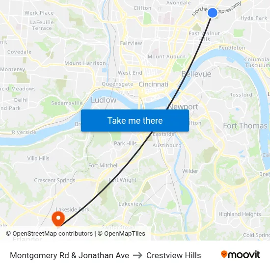 Montgomery Rd & Jonathan Ave to Crestview Hills map