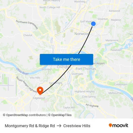 Montgomery Rd & Ridge Rd to Crestview Hills map