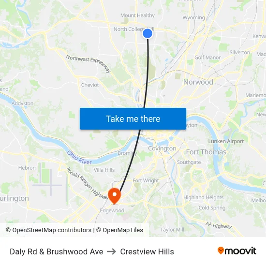 Daly Rd & Brushwood Ave to Crestview Hills map