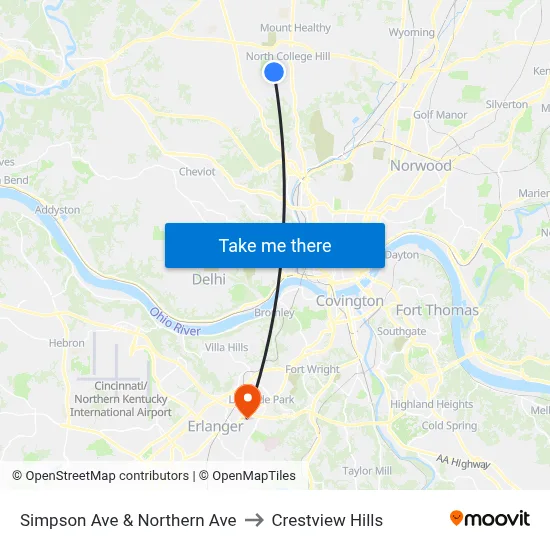 Simpson Ave & Northern Ave to Crestview Hills map