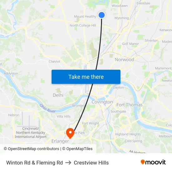 Winton Rd & Fleming Rd to Crestview Hills map