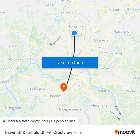 Eswin St & Enfield St to Crestview Hills map