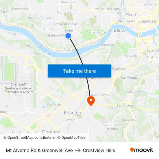 Mt Alverno Rd & Greenwell Ave to Crestview Hills map