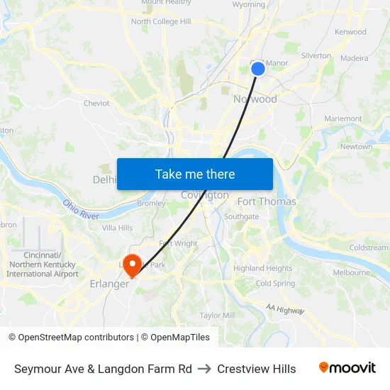 Seymour Ave & Langdon Farm Rd to Crestview Hills map