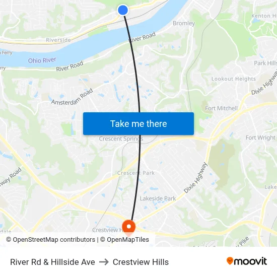 River Rd & Hillside Ave to Crestview Hills map