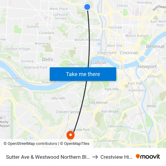Sutter Ave & Westwood Northern Blvd to Crestview Hills map