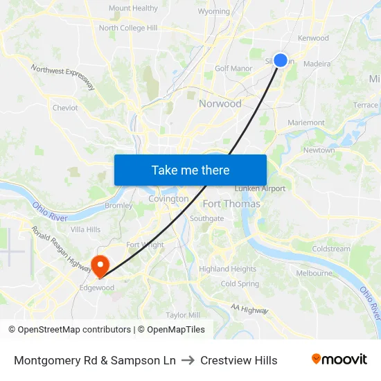 Montgomery Rd & Sampson Ln to Crestview Hills map