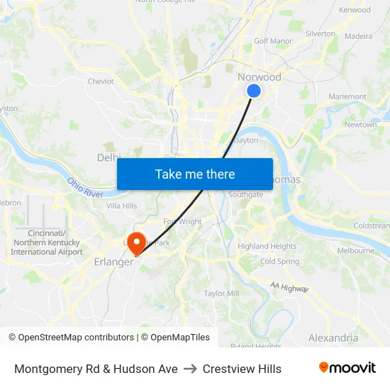 Montgomery Rd & Hudson Ave to Crestview Hills map