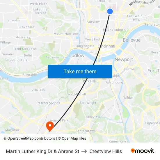 Martin Luther King Dr & Ahrens St to Crestview Hills map