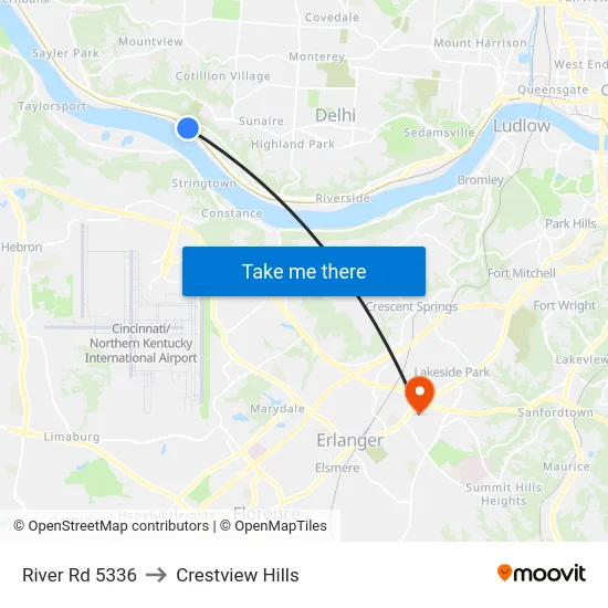 River Rd 5336 to Crestview Hills map