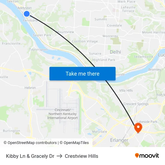 Kibby Ln & Gracely Dr to Crestview Hills map