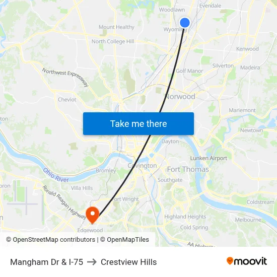 Mangham Dr & I-75 to Crestview Hills map
