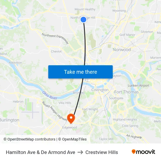 Hamilton Ave & De Armond Ave to Crestview Hills map