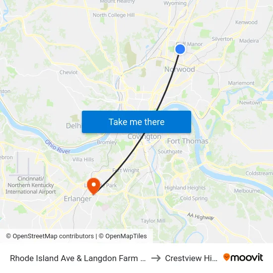 Rhode Island Ave & Langdon Farm Rd to Crestview Hills map