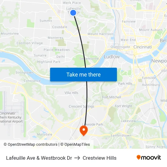 Lafeuille Ave & Westbrook Dr to Crestview Hills map