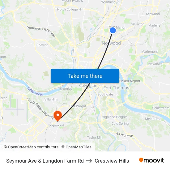Seymour Ave & Langdon Farm Rd to Crestview Hills map