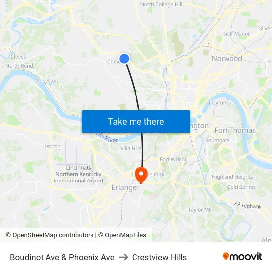 Boudinot Ave & Phoenix Ave to Crestview Hills map