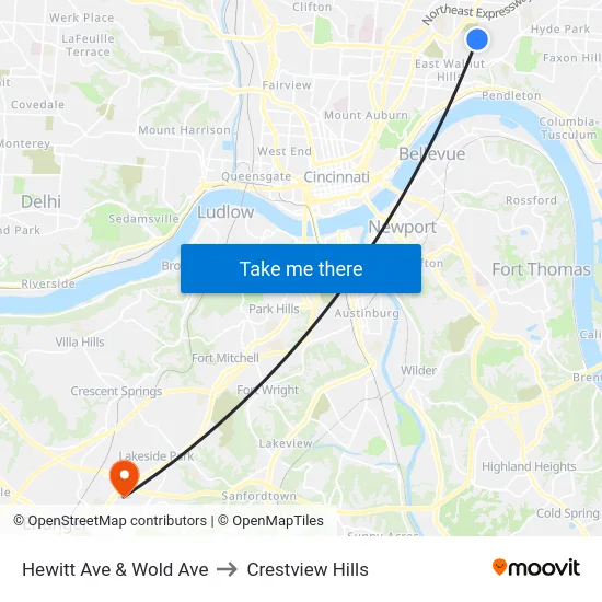 Hewitt Ave & Wold Ave to Crestview Hills map