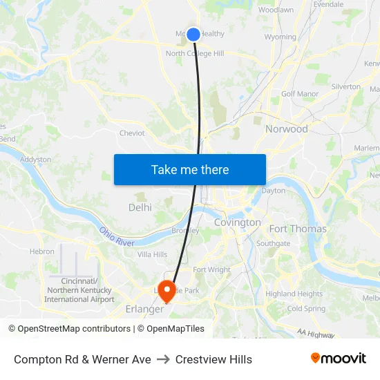 Compton Rd & Werner Ave to Crestview Hills map