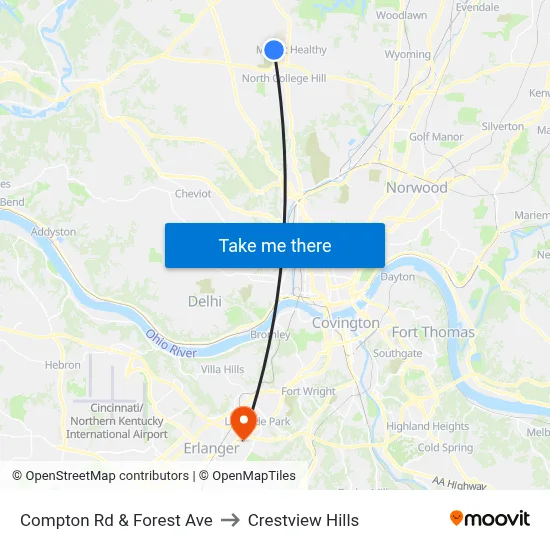Compton Rd & Forest Ave to Crestview Hills map
