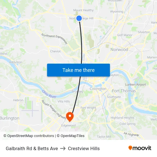 Galbraith Rd & Betts Ave to Crestview Hills map
