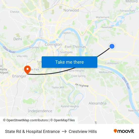 State Rd & Hospital Entrance to Crestview Hills map