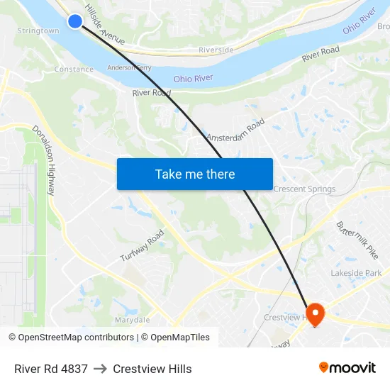 River Rd 4837 to Crestview Hills map