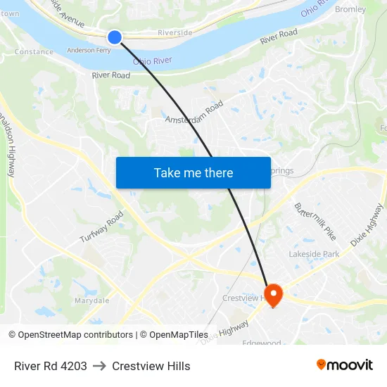 River Rd 4203 to Crestview Hills map
