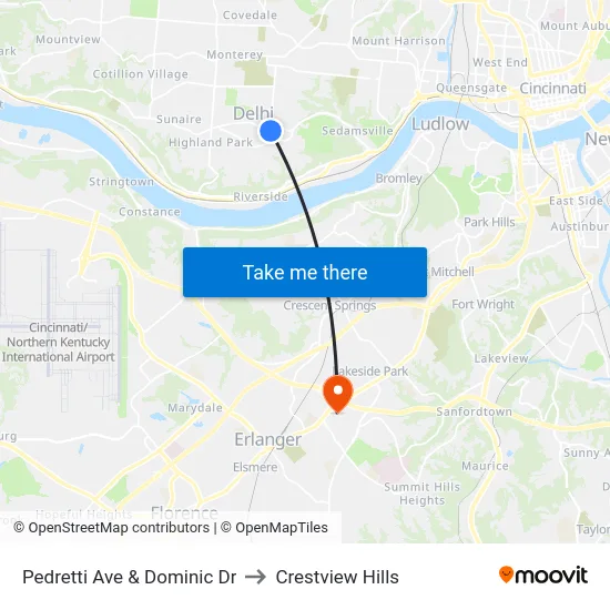 Pedretti Ave & Dominic Dr to Crestview Hills map