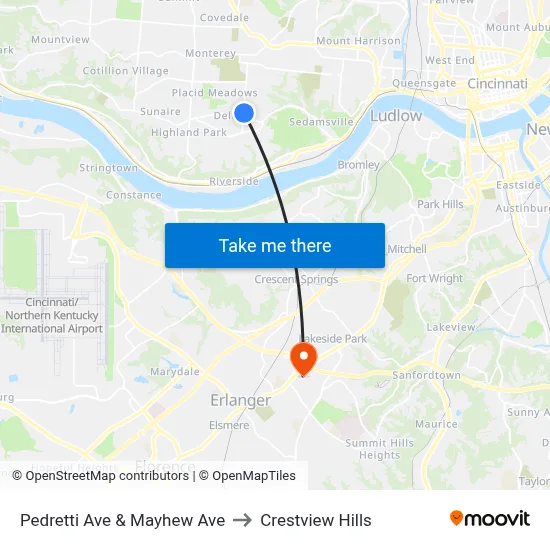 Pedretti Ave & Mayhew Ave to Crestview Hills map