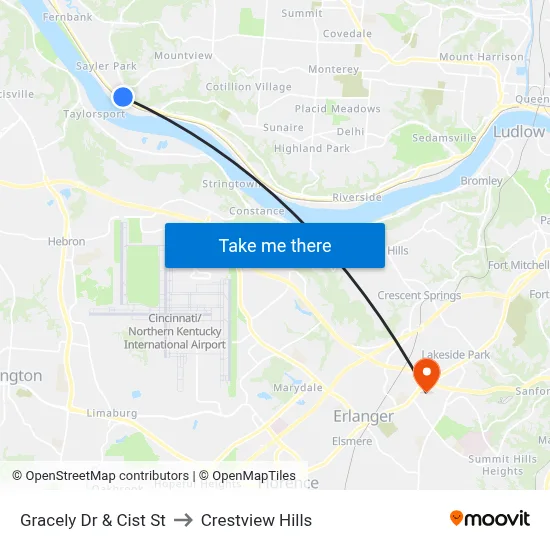 Gracely Dr & Cist St to Crestview Hills map