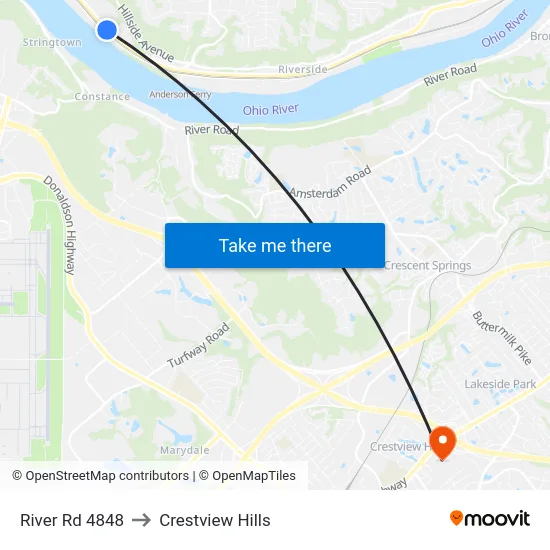 River Rd 4848 to Crestview Hills map