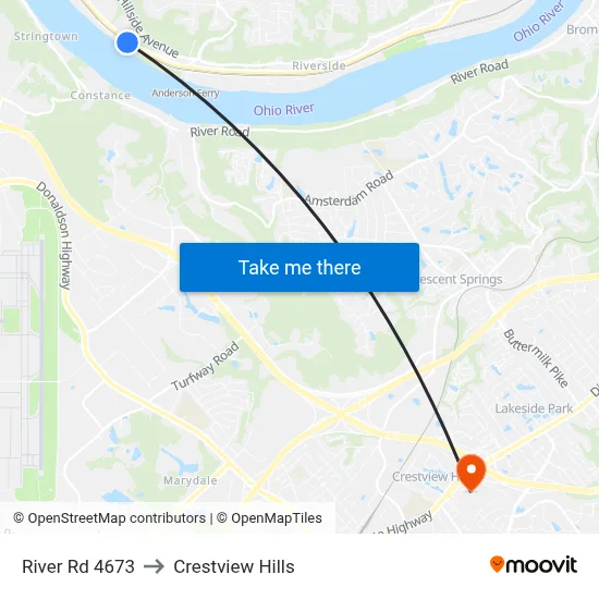 River Rd 4673 to Crestview Hills map
