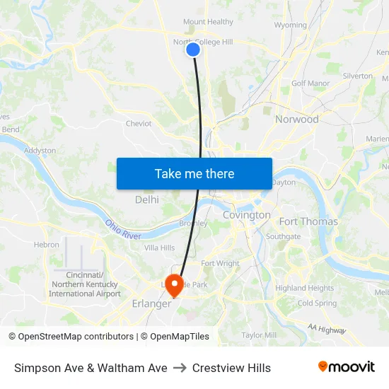 Simpson Ave & Waltham Ave to Crestview Hills map