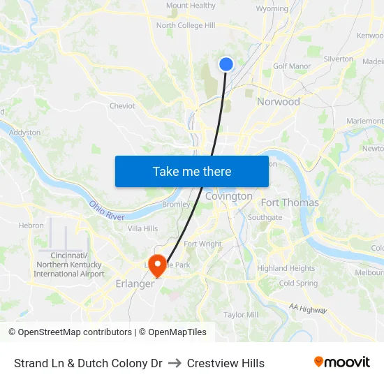 Strand Ln & Dutch Colony Dr to Crestview Hills map