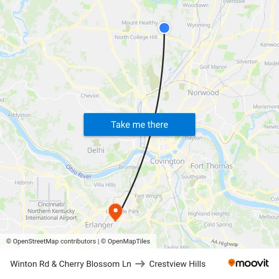 Winton Rd & Cherry Blossom Ln to Crestview Hills map