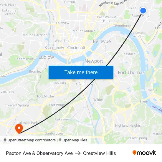 Paxton Ave & Observatory Ave to Crestview Hills map
