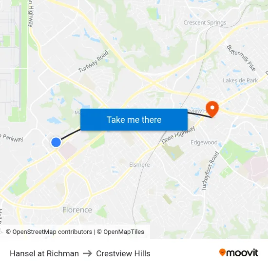 Hansel at Richman to Crestview Hills map