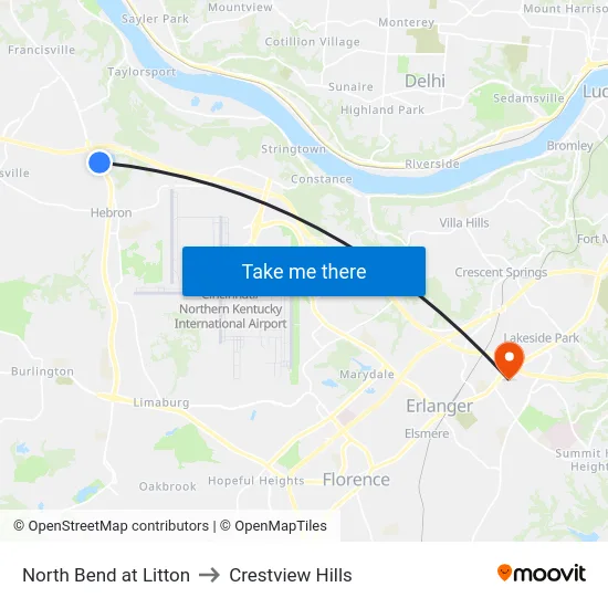 North Bend at Litton to Crestview Hills map